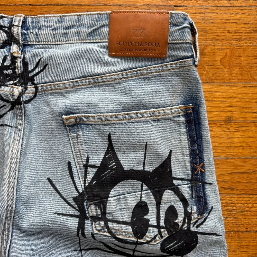Scotch & Soda Felix the Cat Ralston Slim Fit Graphic Jeans Mens Light Blue 32x32